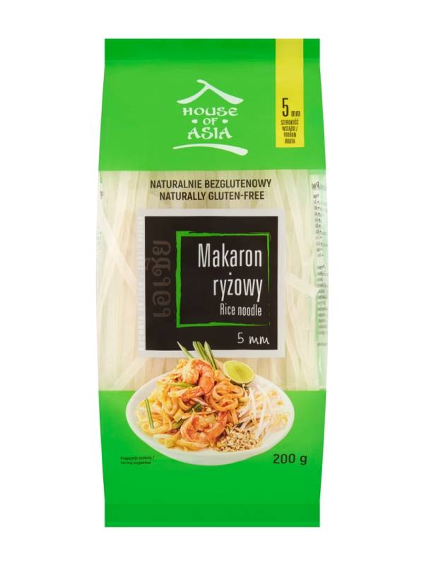 Bezglutenowy makaron ryżowy 5 mm 200g House of Asia