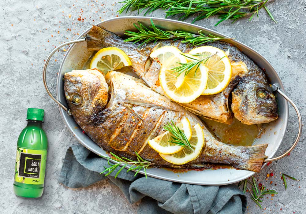 Dorada z grilla z sokiem z limonki