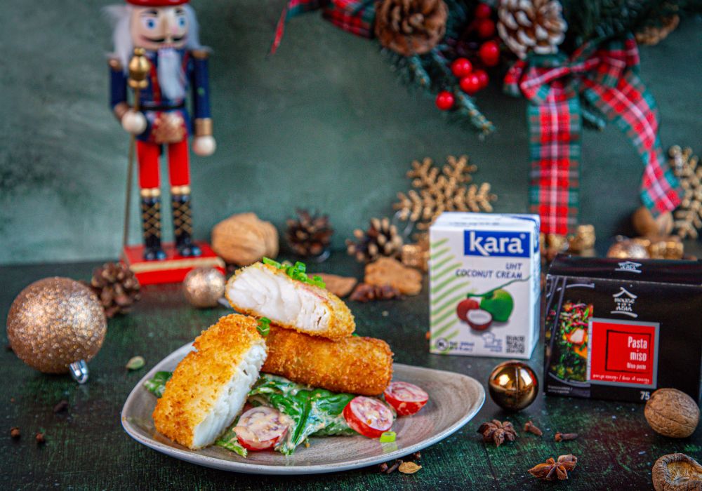 Dorsz w chrupiącej panierce Panko ze szpinakiem