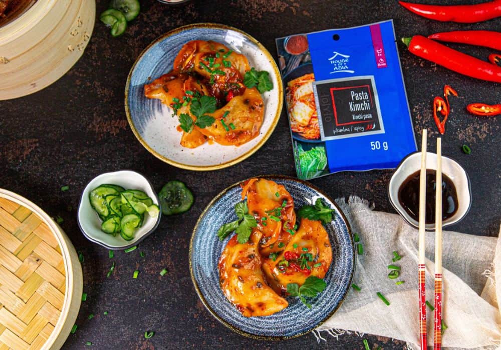 Koreańskie pierożki z kimchi i mięsem
