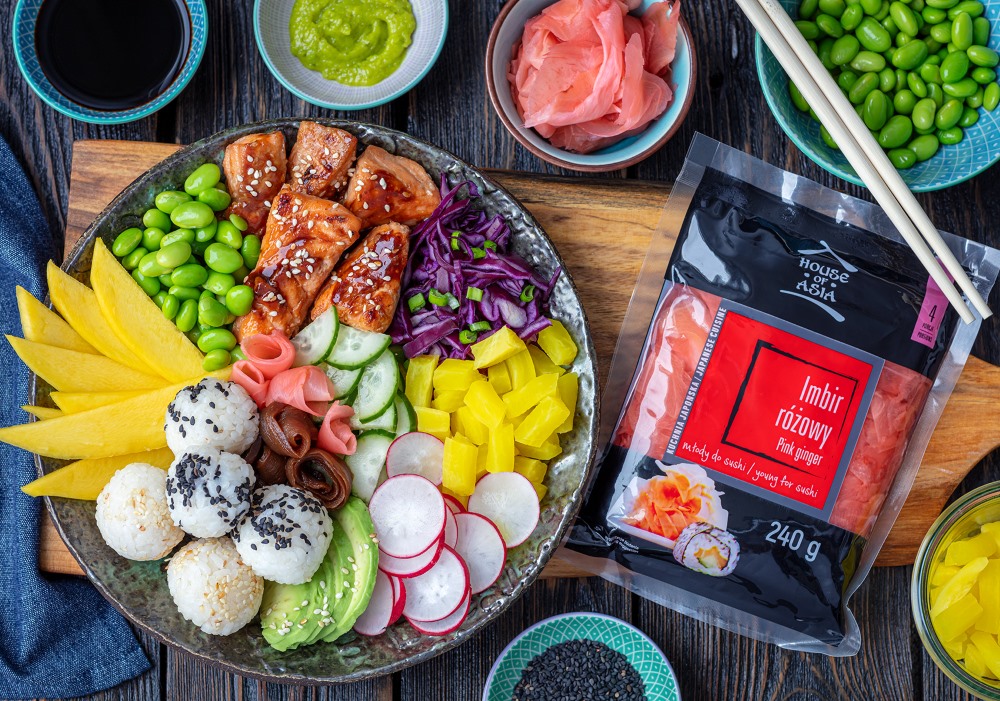 Sushi bowl z łososiem i tykwą Kampio