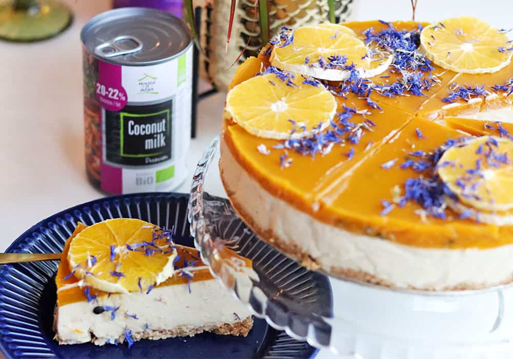 Niebiański sernik jaglany z pulpą mango