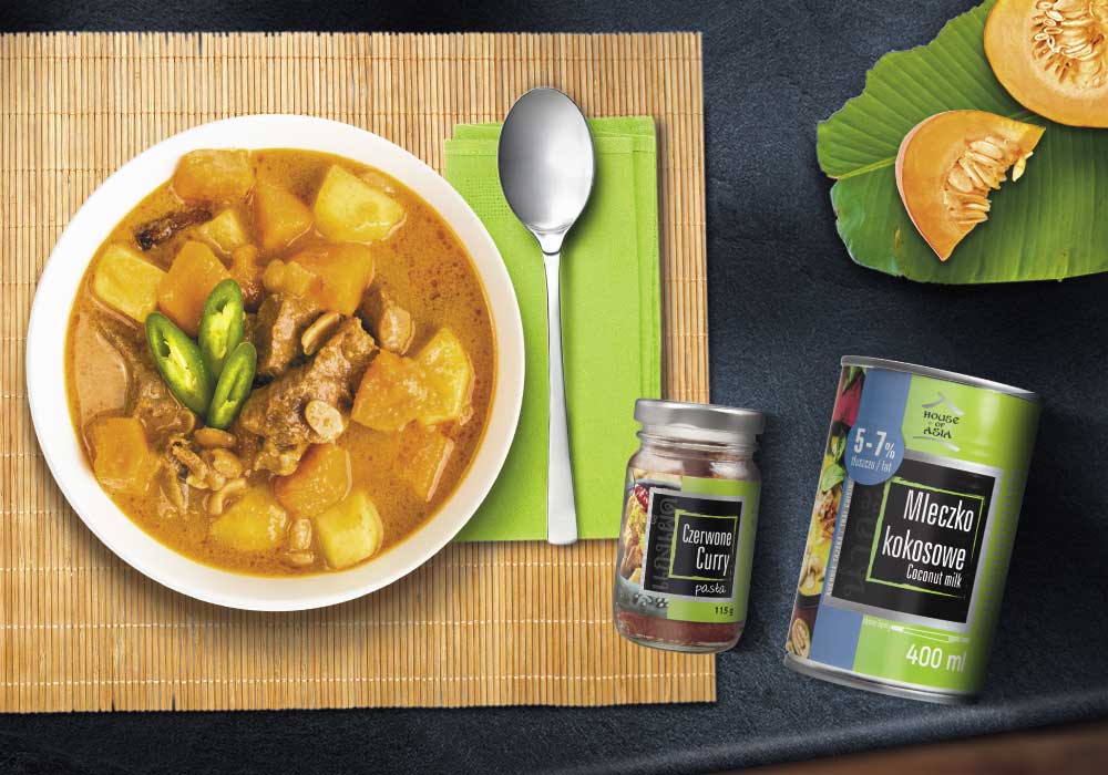 Wołowina massaman curry z mleczkiem kokosowym