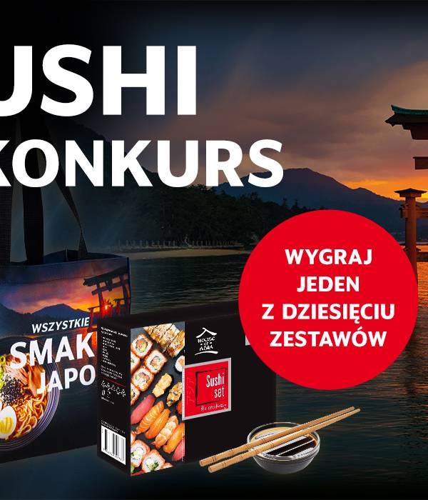 baner zachęcający do wzięcia udziału w konkursie z okazji dnia sushi