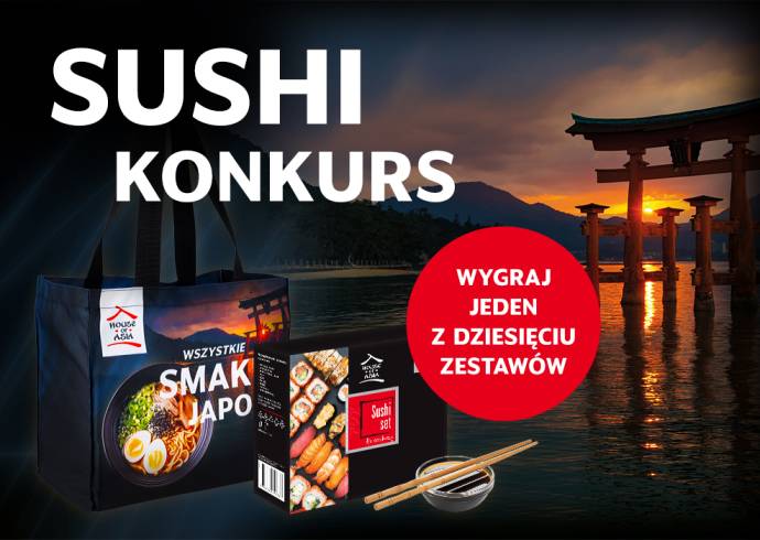 baner zachęcający do wzięcia udziału w konkursie z okazji dnia sushi